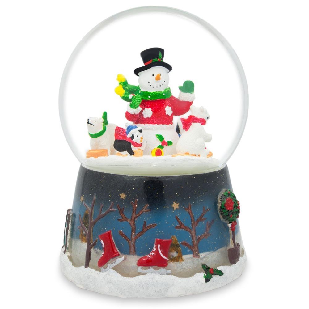 Palla Di Neve Musicale BESTPYSANKY – Pupazzo Di Neve Con Cani E Babbo Natale – 16,5 Cm – Dipinta A Mano
