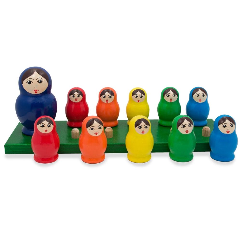 Wood 11 Wooden Nesting Dolls for Learning Colors & Counting in Multi color
