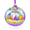 Glass Happy Birthday Blown Glass Ornament 4 Inches in Purple color Round