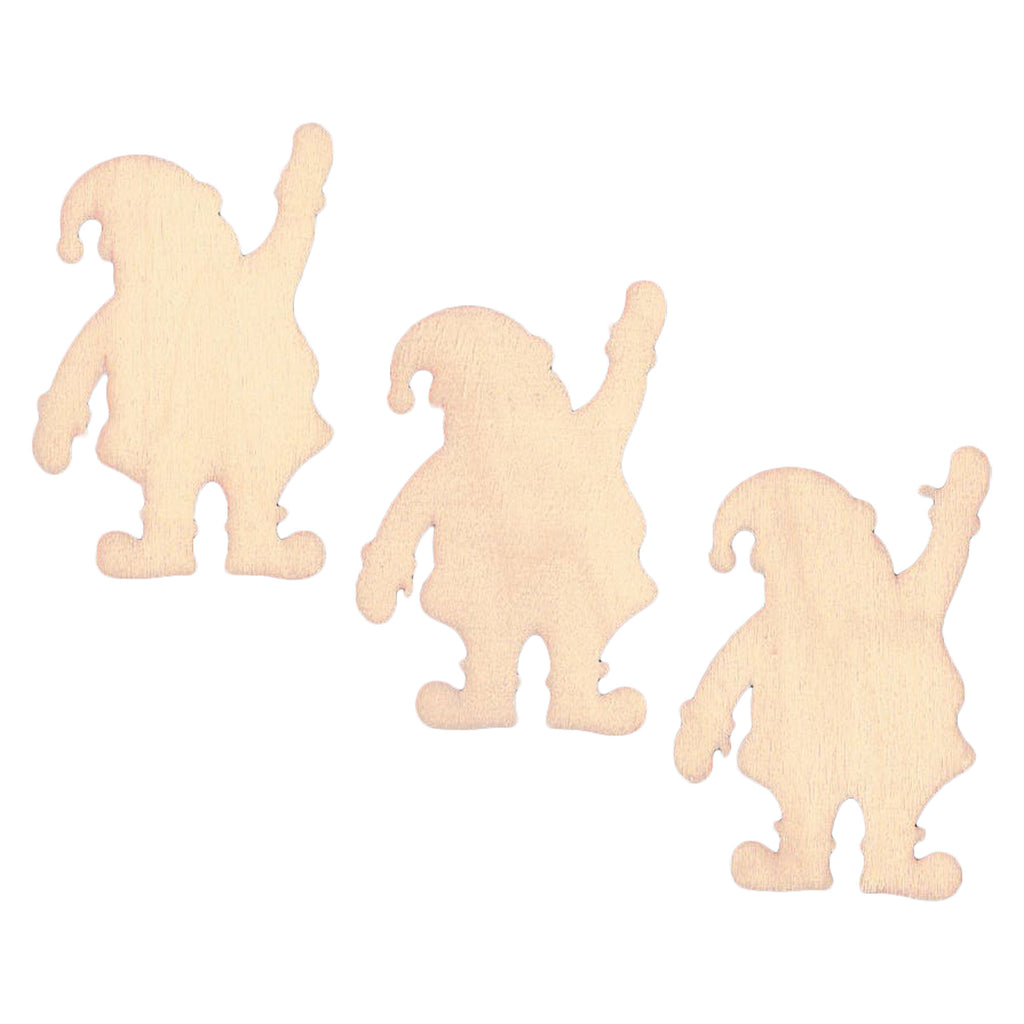 Wood 3 Santa Claus Unfinished Wooden Shapes Craft Cutouts DIY Unpainted 3D Plaques 4 Inches in Beige color