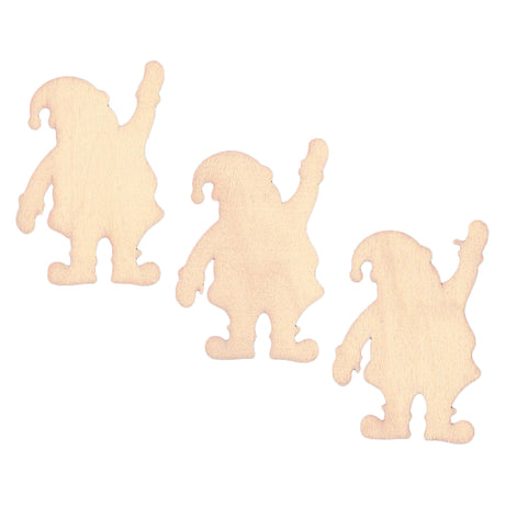 Wood 3 Santa Claus Unfinished Wooden Shapes Craft Cutouts DIY Unpainted 3D Plaques 4 Inches in Beige color