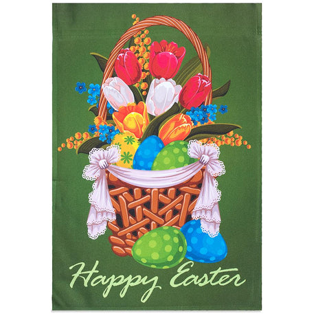 Polyester Easter Basket Full of Eggs Polyester Garden Flag 12 x 18 Inches in Multi color Rectangular