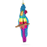 Glass Vibrant Parrot with Colorful Beads - Blown Glass Christmas Ornament in Multi color