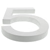 Wood Arial Font White Painted MDF Wood Number 5 (Five) 6 Inches in White color