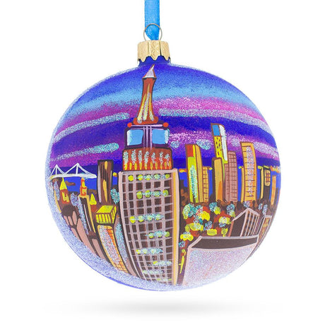 Glass New York City Glass Ball Christmas Ornament 4 Inches in Multi color Round