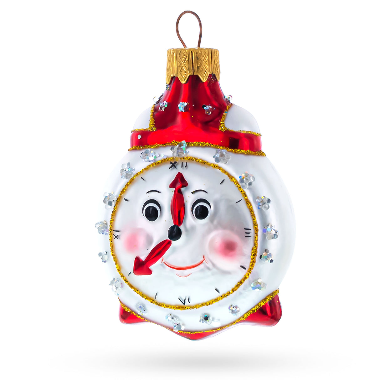 Glass Cheerful Alarm Clock Glass Christmas Ornament in Multi color
