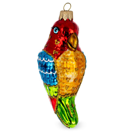 Vibrant Parrot Glass Christmas Ornament in Yellow color,  shape