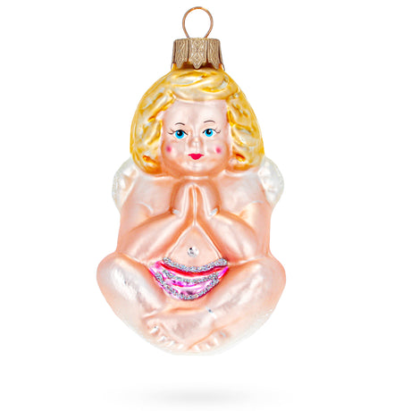 Baby Angel Glass Christmas Ornament in Multi color,  shape