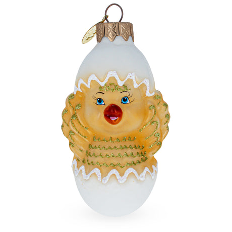 Glass Baby Chick in Egg Glass Christmas Ornament in Yellow color