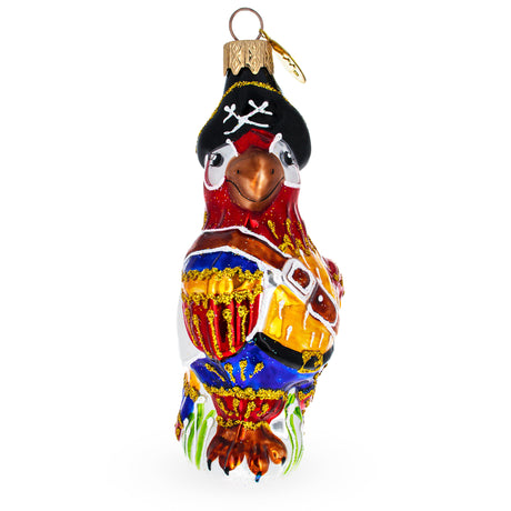 Glass Pirate Parrot Glass Christmas Ornament in Gold color