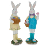 Resin Enchanted Meadow Bunnies Hand-Painted Resin Centerpiece Figurine Set 12 Inches in Multi color