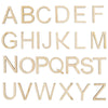 Set of 26 Unfinished Wooden Letters (1.75 Inches) in Beige color,  shape