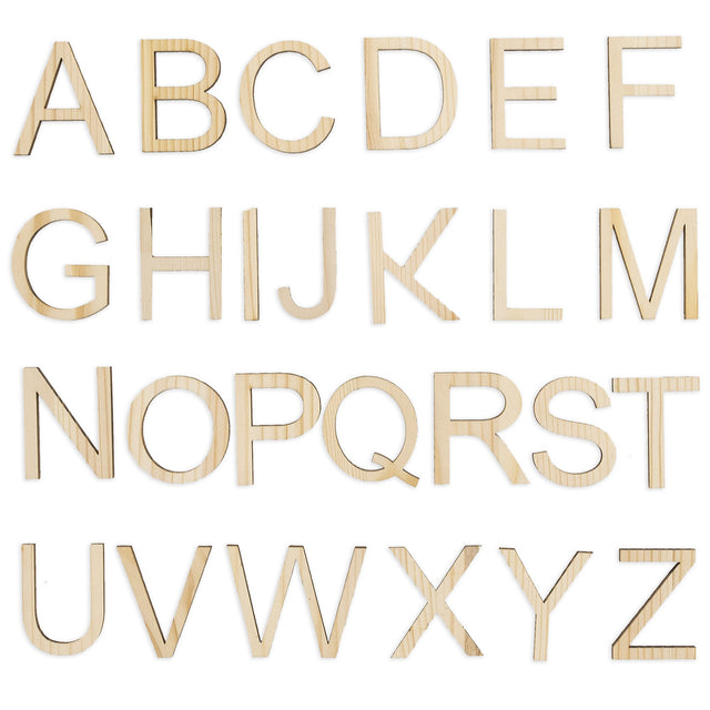 Wood Set of 26 Unfinished Wooden Letters (1.75 Inches) in Beige color