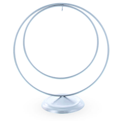 Metal Double Circle Silver Metal Solid Round Base Ornament Display Stand 8.25 Inches in Silver color