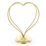 Double Swirled Heart Gold Metal Solid Round Base Ornament Display Stand 7.25 Inches in Gold color,  shape