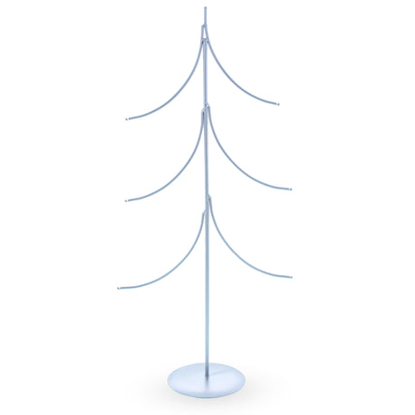 Six Ornaments Tree Silver Metal Solid Round Base Ornament Display Stand 16 Inches in Silver color,  shape