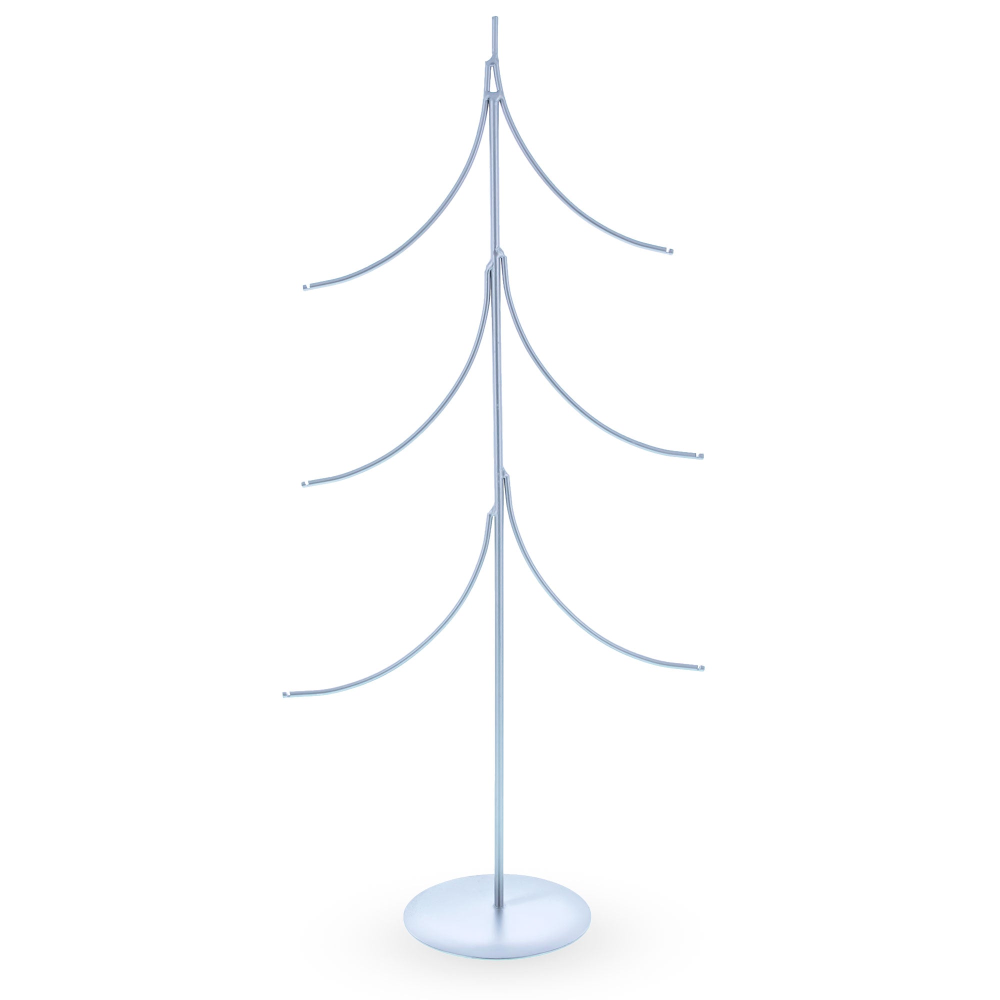 6-Arm Tiered Tree Silver Metal Ornament Display Stand 14 Inches (Poland) in Silver color