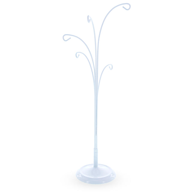 Metal Five Hands White Metal Solid Round Base Ornament Display Stand 12.4 Inches in White color