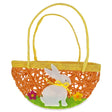 Fabric Set of 2 Easter Baskets with White Bunny and Flowers in Multi color