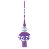 Dimensional Jeweled Purple Chandelier on White Artisan Hand Crafted Mouth Blown Glass Christmas Tree Topper 11 Inches in Purple color, Triangle shape