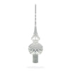 Glass Dimensional White Jewels on White Artisan Hand Crafted Mouth Blown Glass Christmas Tree Topper 11 Inches in Silver color Triangle