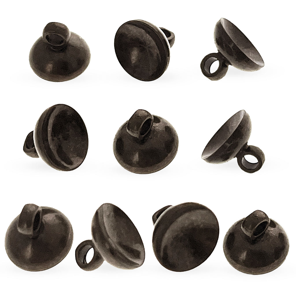 Pewter 10 Bronze Tone Metal Ornament Caps - Egg Top Findings, End Caps 0.32 Inches in Brown color Round