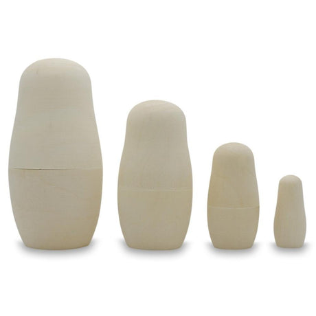 Set of 4 Unfinished Wooden Nesting Dolls Craft 4 Inches in beige color,  shape