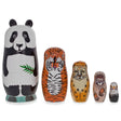 Panda, Tiger, Leopard, Monkey, Eagle Wooden Nesting Dolls in Multi color,  shape