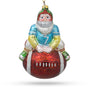 Glass Santa Claus Football Player with Sports Ball - Festive Blown Glass Christmas Ornament in Multi color