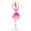 Glass Elegant Dancing Ballerina in Pink Dress - Luxurious Blown Glass Christmas Ornament in Pink color