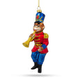 Glass Cheerful Monkey Nutcracker with Trumpet - Blown Glass Christmas Ornament in Red color