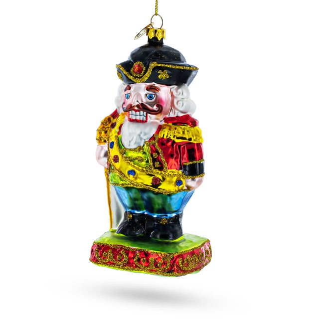 Glass Celebratory New Year Festive Nutcracker - Blown Glass Christmas Ornament in Multi color