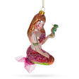 Glass Enchanting Mermaid Holding a Seahorse - Blown Glass Christmas Ornament in Multi color