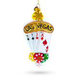 Glass Vibrant Las Vegas Casino with Playing Cards & Chips - Blown Glass Christmas Ornament in Multi color