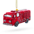 Glass Classic Fire Truck - Blown Glass Christmas Ornament in Red color