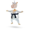 Glass Martial Arts Karate Hippo - Blown Glass Christmas Ornament in White color