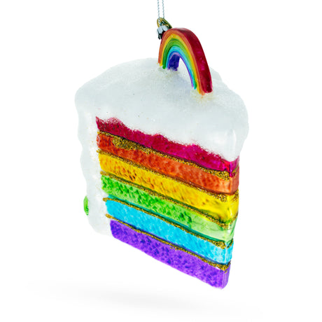 Glass Vibrant Rainbow Layer Cake - Blown Glass Christmas Ornament in Multi color