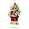 Glass Festive Gingerbread with Christmas Tree - Blown Glass Ornament in Multi color