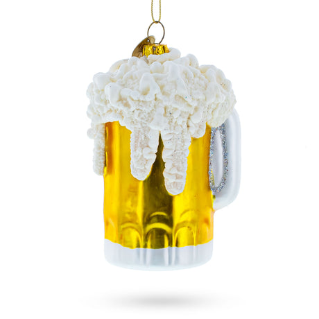 Glass Frothy Beer Mug - Blown Glass Christmas Ornament in Multi color