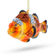 Glass Glittering Nemo: Clownfish in Sparkle - Blown Glass Christmas Ornament in Orange color