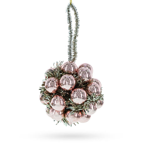 Glass Miniature Balls on Glass - Delicate Blown Glass Christmas Ornament in Pink color