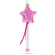 Glass Magic Wand - Blown Glass Christmas Ornament in Pink color