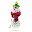 Glass Santa the Golf Player - Blown Glass Christmas Ornament in Multi color