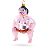 Sumo Wrestler Blown Glass Christmas Ornament in Multi color,  shape