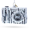 Glass Classic Camera for Photography Enthusiasts - Blown Glass Christmas Ornament in Black color