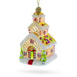 Glass Sweet Gingerbread House Adorned with Candy Canes - Detailed  Blown Glass Christmas Ornament in Orange color