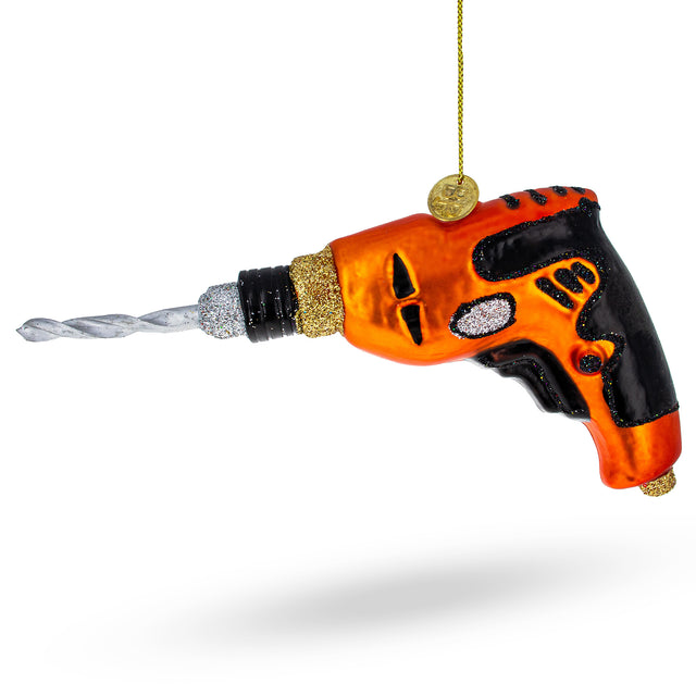 Glass Robust Power Drill Tool - Blown Glass Christmas Ornament in Multi color
