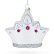 Princess Crown - Blown Glass Christmas Ornament in White color,  shape