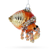 Glass Orange Crab - Blown Glass Christmas Ornament in Orange color