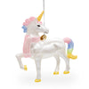 Glass Enchanting Rainbow Unicorn - Blown Glass Christmas Ornament in White color